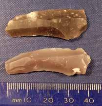 Large knives and blades were also numerous and at least two distinctive flint types were used for them, one being a honey coloured type.