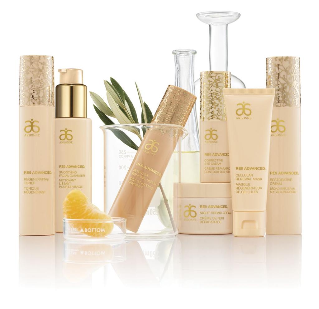 RE9 Advanced Skincare The products we will be using for your facials are from Arbonne s RE9 Advanced anti-aging skincare collection.