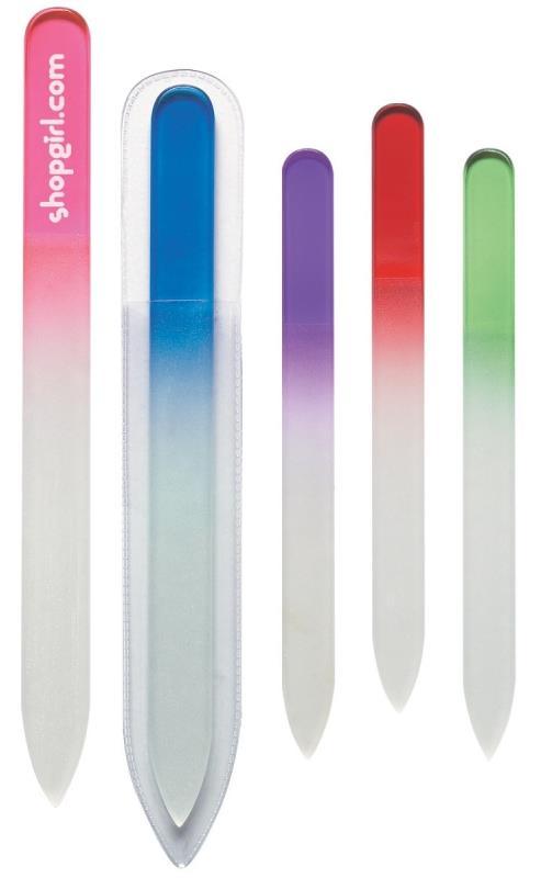 Glass Nail File Shape and Smooth Nail Edges White and Clear Protective Sleeve 5 ½ W x ½ H