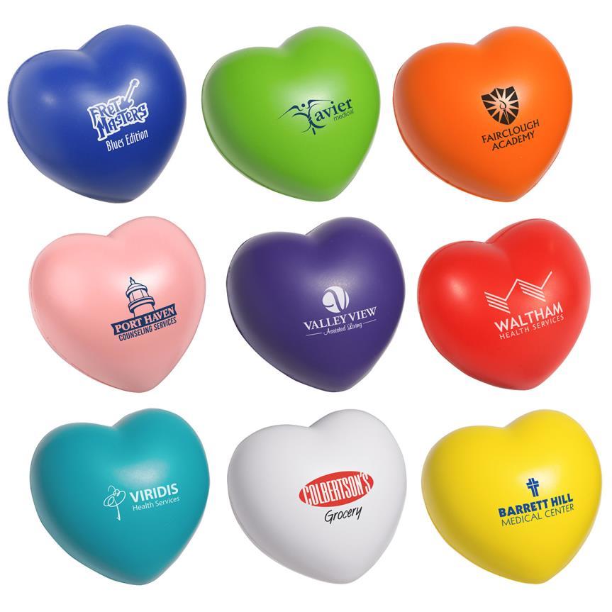 Heart Stress Reliever Polyurethane Material Approximately 2 ¾ x 2 ¾ Available in a Variety of Bright