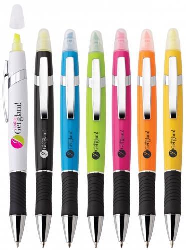 Viva Pen/Highlighter Plastic Pen and Metal Twist-Action Pen and Highlighter Highlighter Color Matches Finishes *Black and White