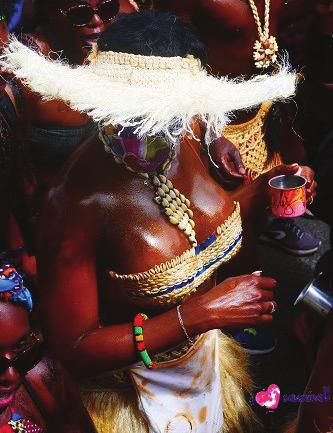 april 2019 #issue 3 Caribbean. Masqueraders choosing Kongo covered their body with black gwo siwo (fat syrup) produced with sugar cane.