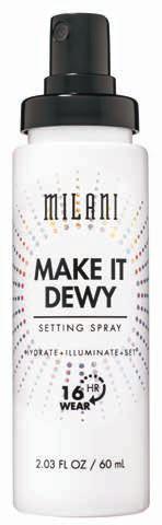 fading and settling into creases 1 shade MAKE IT DEWY SETTING SPRAY HYDRATE + ILLUMINATE + SET: MTSP 04 MAKE IT DEWY Preps skin for makeup and locks in the look Provides a