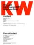 Press Kit Fall Program 2017 Willem de Rooij. Content. Press Contact 1/11