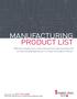 MANUFACTURING PRODUCT LIST