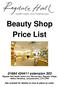 Beauty Shop Price List