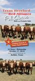 Fall Classic. Texas Hereford. Red Alliance. and. 12 Noon Wednesday October 17, Buffalo, Texas. Bull and Female Sale