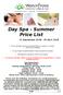 Day Spa - Summer Price List