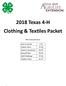2018 Texas 4-H Clothing & Textiles Packet