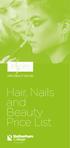 Hair, Nails and Beauty Price List