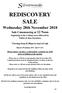 REDISCOVERY SALE. Wednesday 28th November Sale Commencing at 12 Noon. beginning in the Cabinet area followed by Tables & then Furniture