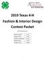 2019 Texas 4-H Fashion & Interior Design Contest Packet